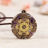 Natural Gemstone Charm Fashion Necklace Engrave Flower Of Life Multidimensional Metatron's Cube Pendant Reiki Heal Crystal Jewelry - BGCOPPER