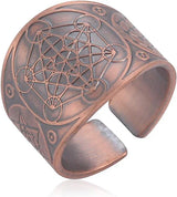 Amaxer Metatron’s Cube Ring for Men Stainless Steel Vintage Sacred Geometry Spiritual Protection Amulet Ring Statement Band for Men Women - BGCOPPER