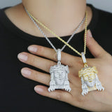 Crucifixion Crown of Thorns Zirconia Men's Hip Hop Pendant Necklace - BGCOPPER