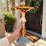 Jesus Christ Crucifix Statue – 11.4" Standing Christian Cross for Prayer, Home Décor & Meaningful Faith Gifts