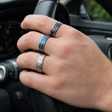 Glow In The Dark Viking Elder Futhark Rune Rotatable Spinner Stainless Steel Anxiety Relief Ring