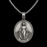 Pure Tin Miraculous Medal Virgin Mary Necklace for daily faith wear and Christian gifting