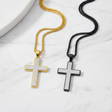 Gold Black Cross - White Marble