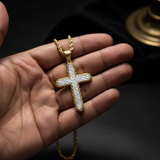 Gold Cross Hand Hold Dark