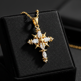 Gold Cross Pendant - Velvet Box
