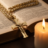 Gold Crucifix - Bible Candlelight
