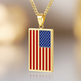Gold Flag Pendant Macro Enamel Detail