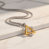 Gold Star of David White Marble