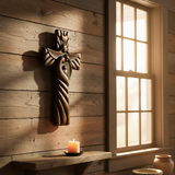 Holy Family cross on barn wood wall