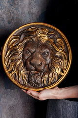 Carved Lion Head Wood Carving Wall Art - BGCOPPER