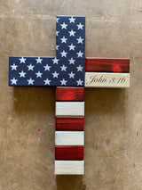 Large Wood USA Flag Cross, Christian wood cross, Patriotic wood flag cross, American flag cross, personalization available - BGCOPPER