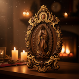 Religious gift with rich details of the wooden statue of Our Lady of Guadalupe for Christian home decor and prayer spaces