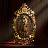 Religious gift with rich details of the wooden statue of Our Lady of Guadalupe