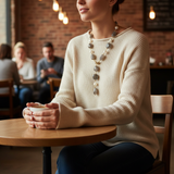 Knit sweater cafe lifestyle