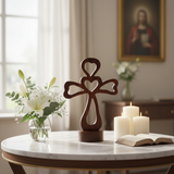 Love Cross Wooden Carving - Marble Table Altar