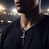 Male athlete wearing - stadium lights editorial