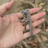 Jesus Crucifixion S925K Silver Crucifix Pendant- with 5mm Titanium Cuban Chain