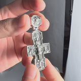 Orthodox S925K Silver Double-Sided Engraved Jesus Christ Crucified and Saints Orthodox Necklace