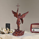 St. Michael the Archangel - Hand Carved Boxwood Sculpture - Spiritual Guardian for Prayer Spaces