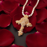 Rose Cross - Rose Gold Petals