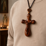 Bgcopper Rosewood Crucifix of Jesus' Passion (Necklace & Car Charm Options)