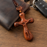 Bgcopper Rosewood Crucifix of Jesus' Passion (Necklace & Car Charm Options)