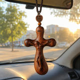Bgcopper Rosewood Crucifix of Jesus' Passion (Necklace & Car Charm Options)