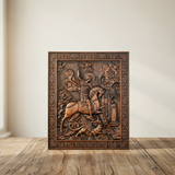 Saint George and the Dragon Wooden Carved - religious Wall decor icon christian gift for men for Christian home decor and prayer spaces