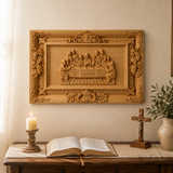 Hand-Carved Boxwood Last Supper Wall Art – Jesus & 12 Apostles Christian Relief Sculpture