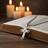 Silver Cross - Bible Candlelight