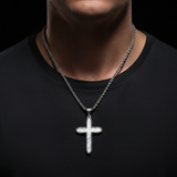 Silver Cross Worn Black Spotlight