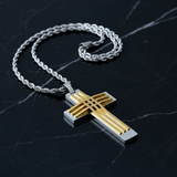 Silver Gold Cross - Black Marble