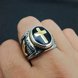 Vintage Praying Cross Ring- Stainless Steel Religious Gift - BGCOPPER