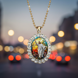 Suspended with bokeh background