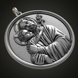 Joseph Holding Jesus S925K Sterling Silver Pendant Necklace - BGCOPPER