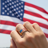US Flag Ring - Gold Patriotic Wear