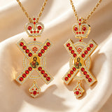 Royal Crown Monogram X Christ Icon Cross Pendant Necklace