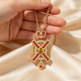Royal Crown Monogram X Christ Icon Cross Pendant Necklace