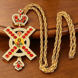 Royal Crown Monogram X Christ Icon Cross Pendant Necklace