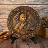 Saint Benedict religious icon, natural wood carved wall decoration - BGCOPPER