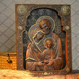 Holy family Nativity Wood Carving Gift Religious Byzantine Icon - BGCOPPER
