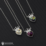 S925 Sterling Silver Crown Necklace Eternal Heart Crystal Pendant - BGCOPPER