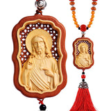 Jesus, the Virgin Mary car pendant, the Lord bless us with a safe trip for daily faith wear and Christian gifting