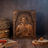 Our Lord Jesus Sacred Heart Wood Carving - Christian Catholic Personalized Carving Gift - BGCOPPER