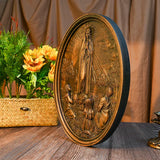 Our Lady of Fatima Wood Carving Decoration - Virgin Wall Pendant - BGCOPPER