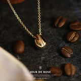 Sterling Silver Coffee Bean Necklace, Coffee Lover Gift - BGCOPPER