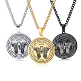 ST.Michael Archangel Wings Round Necklace - BGCOPPER