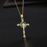 Creative design niche copper micro-set color zircon cross necklace pendant Europe and the United States - BGCOPPER