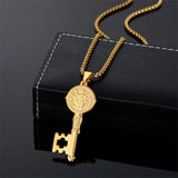 Saint Benedict Medal Key Necklace - Exorcism Amulet - BGCOPPER