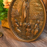 Our Lady of Fatima Wood Carving Decoration - Virgin Wall Pendant - BGCOPPER